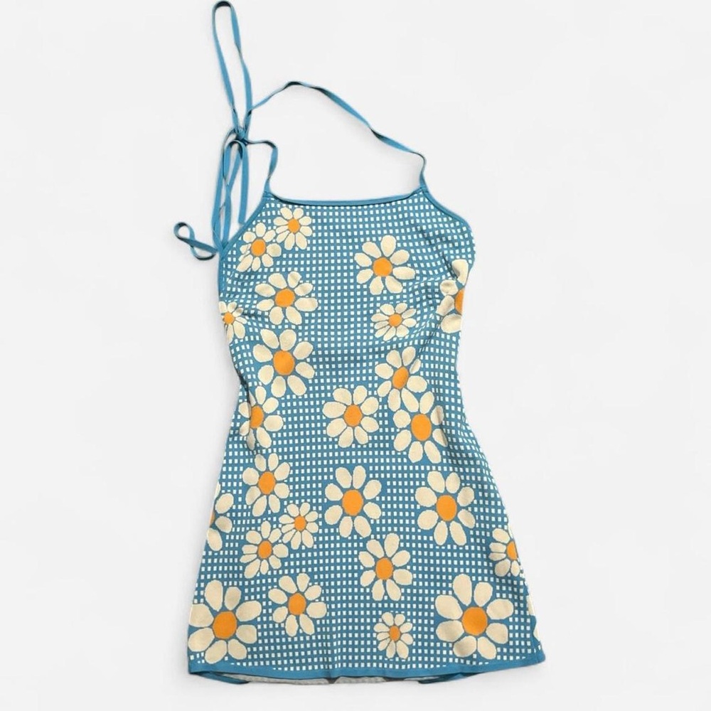 Zara Blue and Yellow Floral Mini Dress